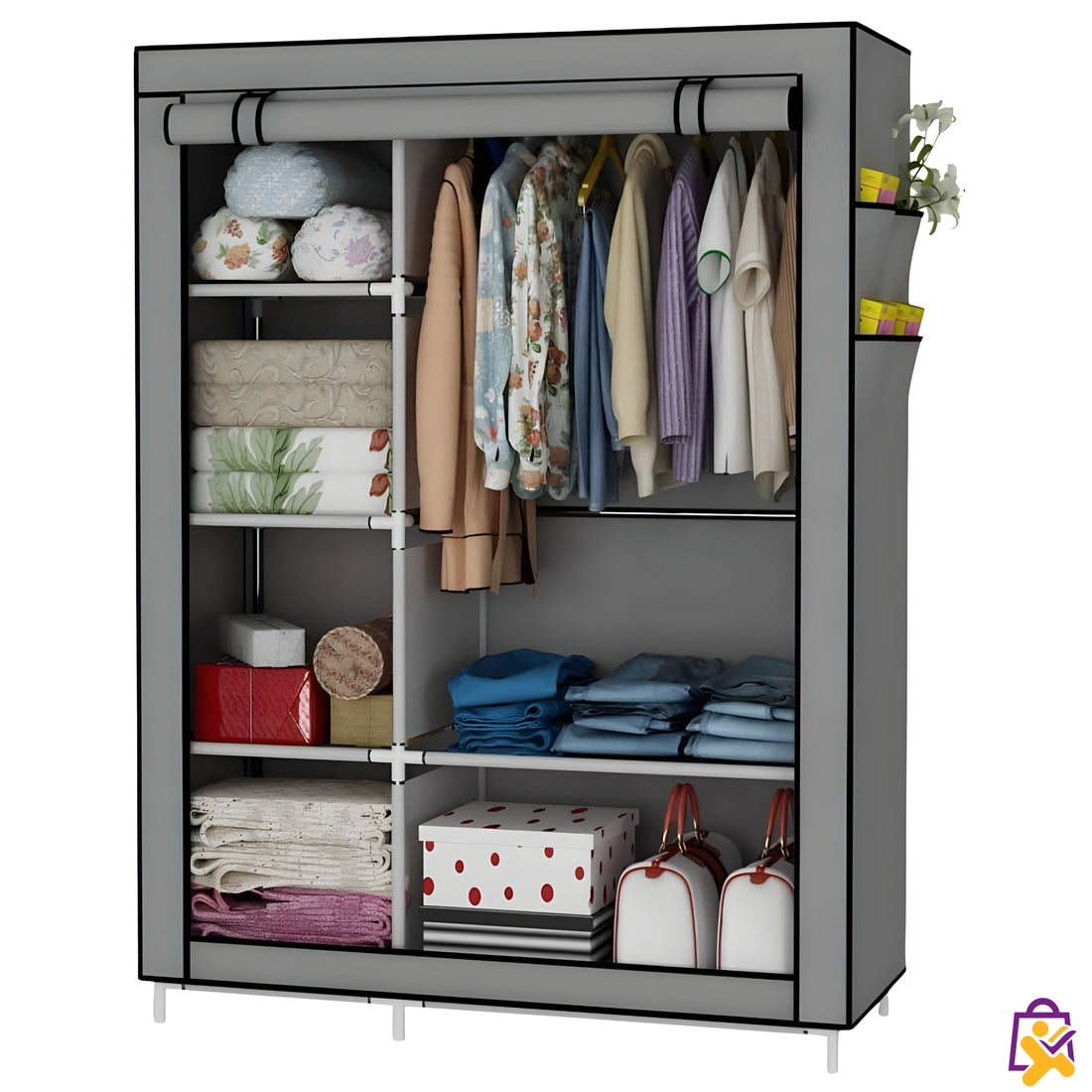 Organizador Dobrável Roupa Intima Guarda-roupa 6 Prateleiras Cinza Impermeável Portatil X-Varejo loja online