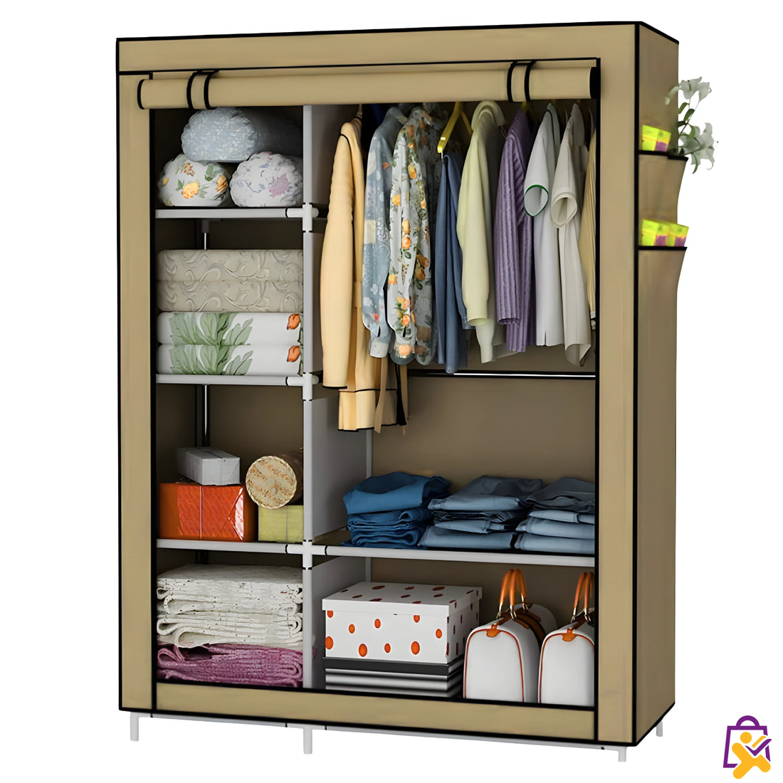 Organizador Dobrável Roupa Intima Guarda-roupa 6 Prateleiras Bege Impermeável Portatil X-Varejo loja online