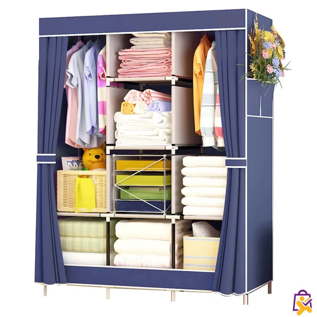 Organizador Guarda-Roupa Dobrável Adulto e Infantil Portatil Sapatos Cor Azul X-Varejo loja online