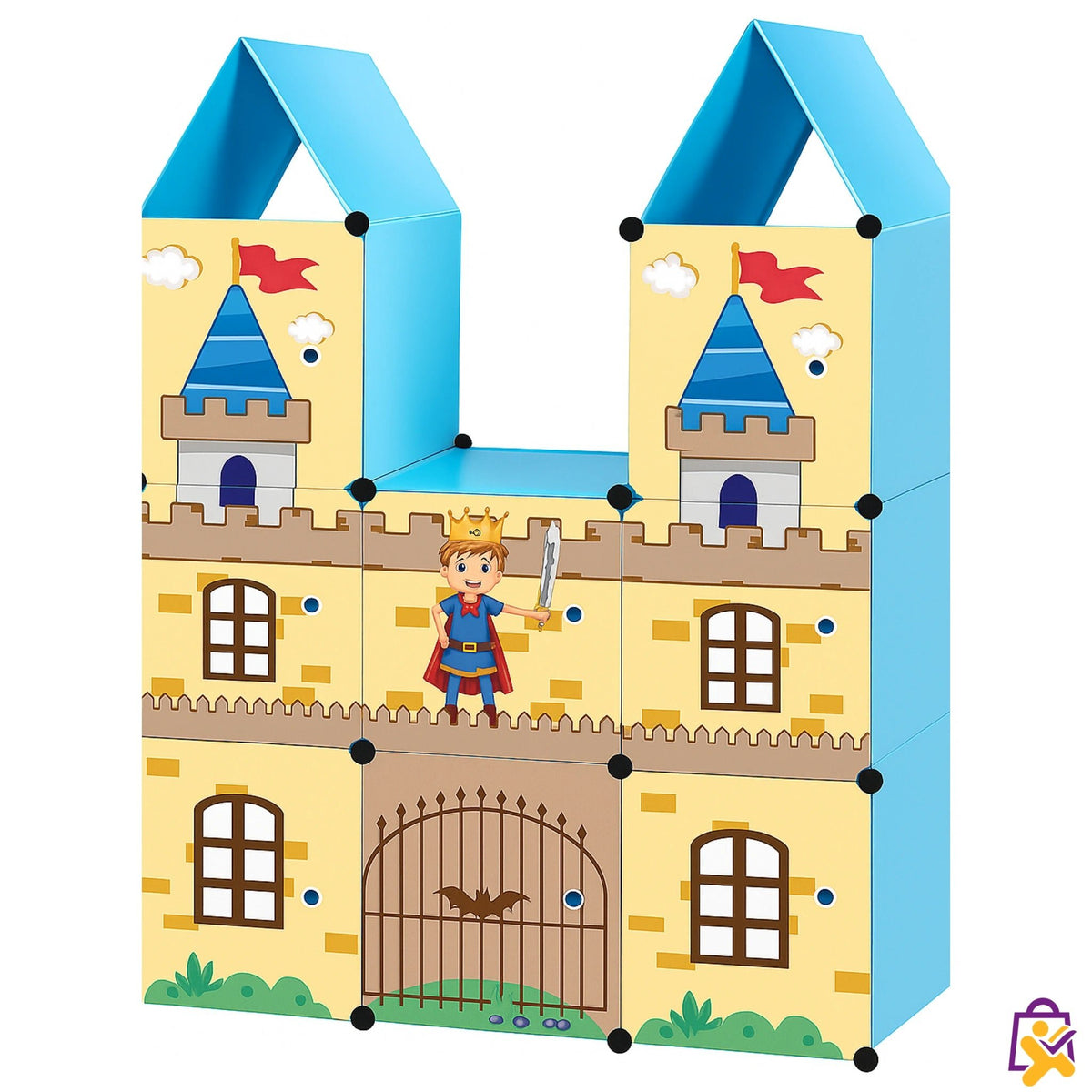 Armário Infantil Modular Castelo Azul Plástico Organizador Roupas Brinquedos Criança DIY Multiuso - X - Varejo Ltda - Me