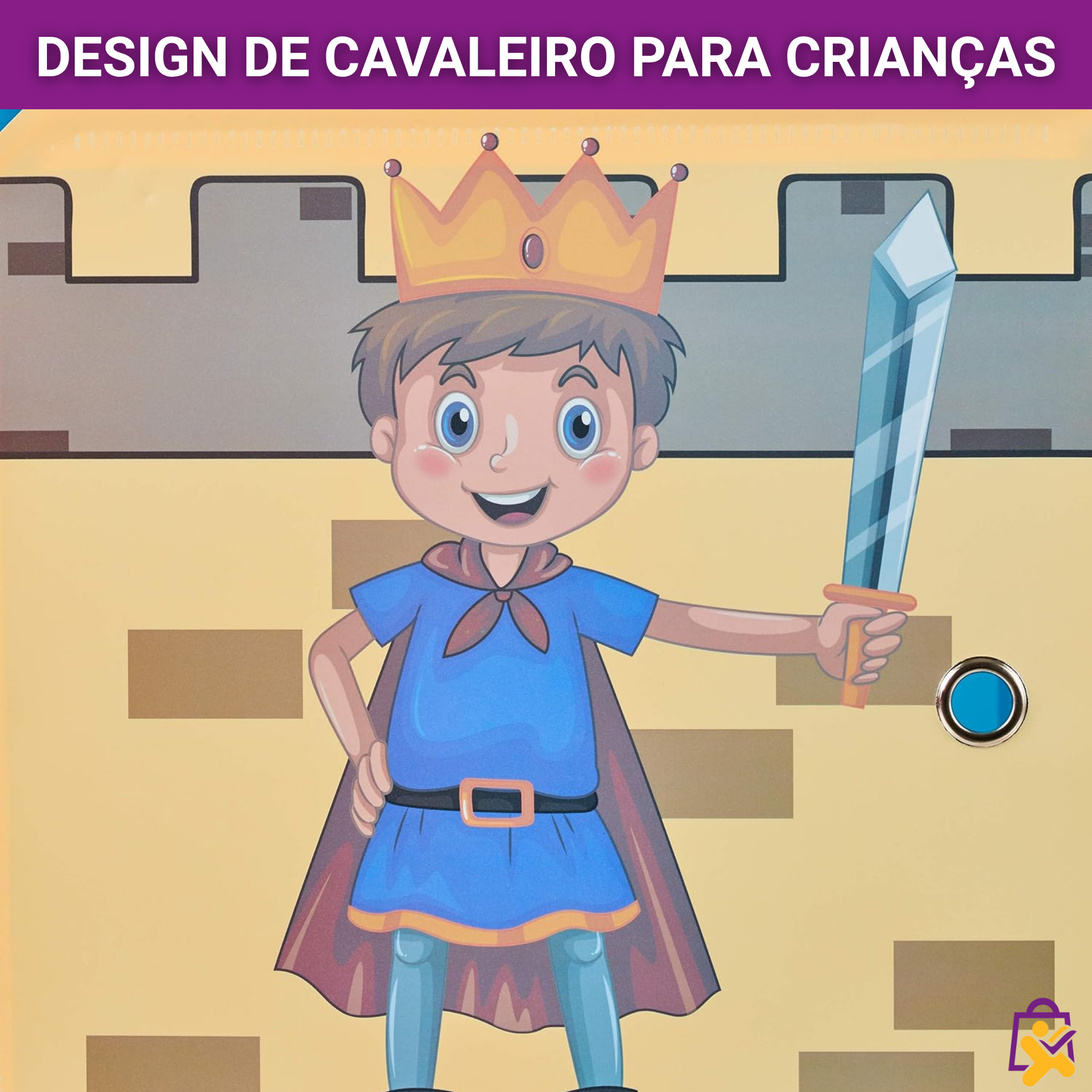 Organizador Modular Infantil Estilo Castelo com Cavaleiro – 6 Cubos (4 Fechados + 2 Abertos) – DIY