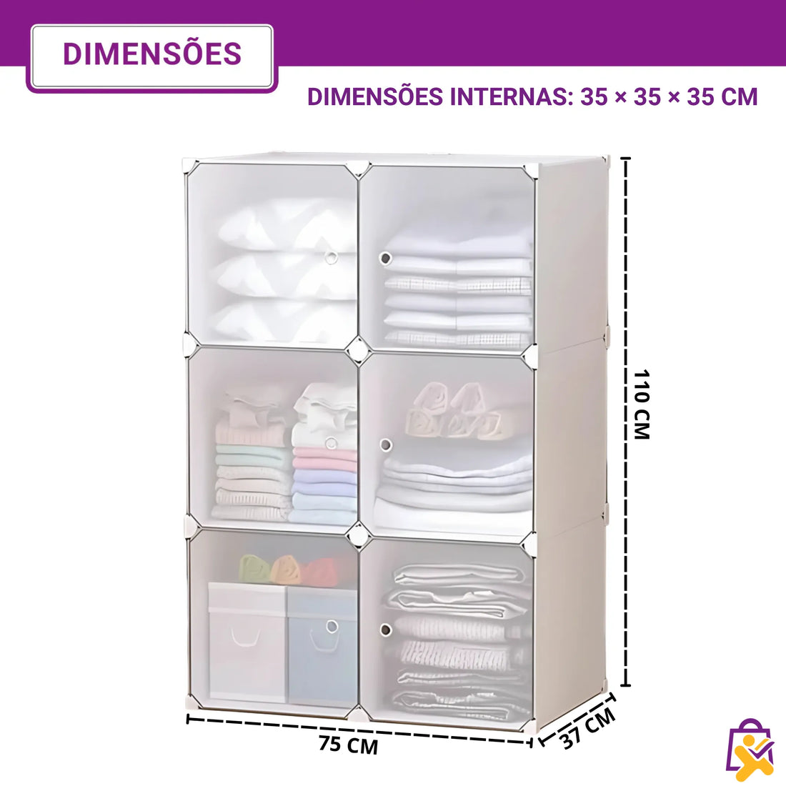 Organizador Modular Guarda Roupa Portátil Branco Fosco Ajustavel Impermeavel X-Varejo loja online