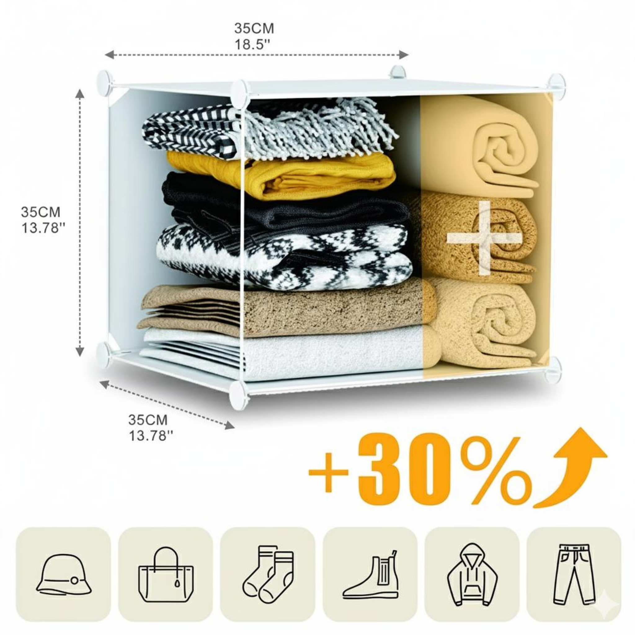 Guarda Roupa Modular 3 Colunas Organizador Roupas Sapatos Ícones Organização Preto Branco Fácil Montagem
